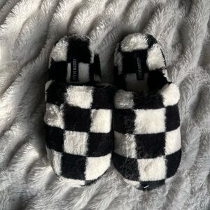 Steve Madden Black and White Checkered Slippers